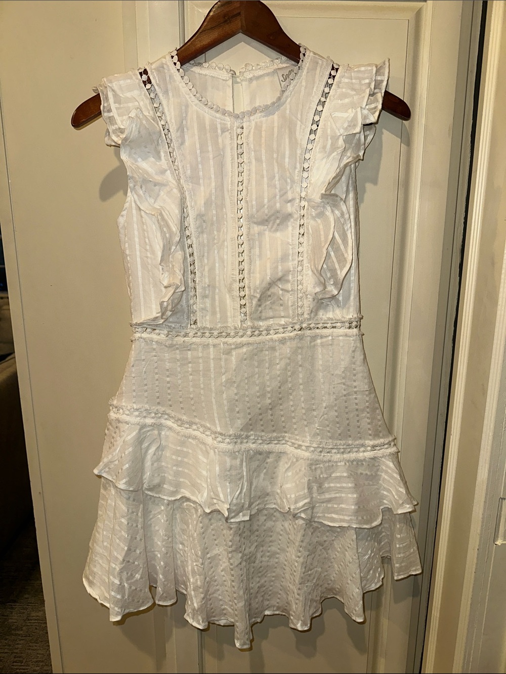 Selfie Leslie White Ruffle Mini Dress